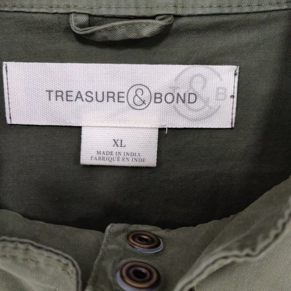 NEW Treasure & Bond Size XL Utility Military Jacket Full Zip Pockets Olive Green - Picture 4 of 8